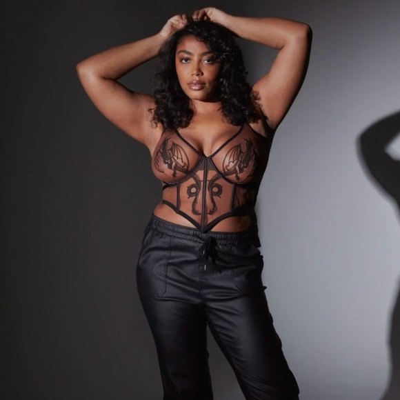 NWT Thistle and Spire Dracona Bodice 3X Black Toffee Embroidered Corset Bra - Picture 3 of 15